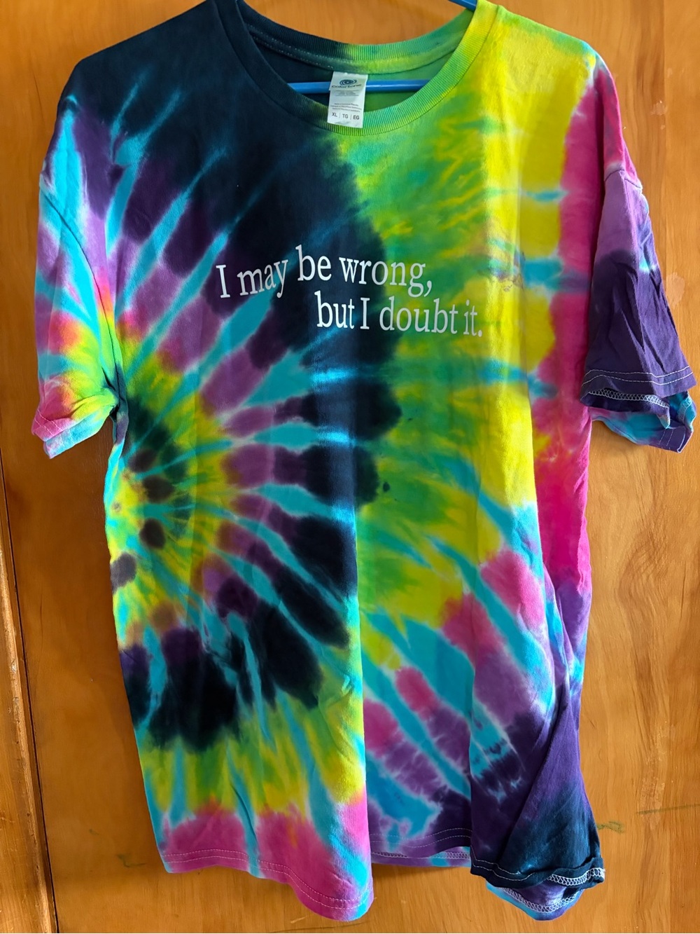 Bella Canvas Multicolor Tie-Dye Tee with White Slogan